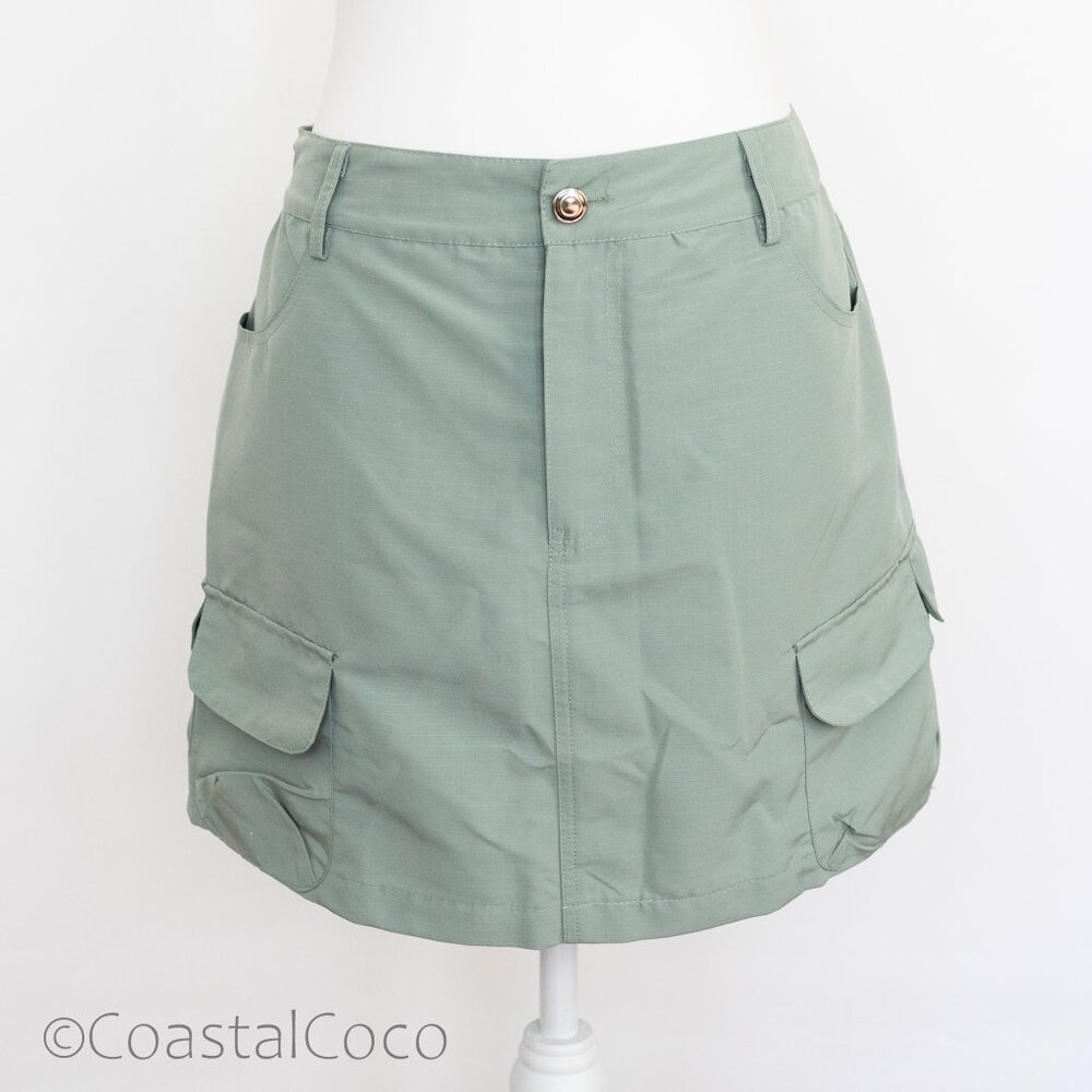 Lulus City Sensation Cargo Mini Skirt XL Skort Sage Green Utility Casual Summer